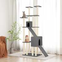 vidaXL Rascador para gatos con postes de sisal 190 cm torre para gatos Color Crema,  Gris claro,  Gris oscuro y mas - details 2