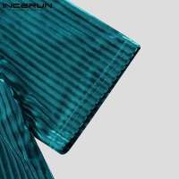 Camiseta Estilo Casual Para Hombres INCERUN Tees De Moda Con Cordón Cuello Redondo Estirable Tallas S-3XL Para Fiestas Y Mostrados - details 17