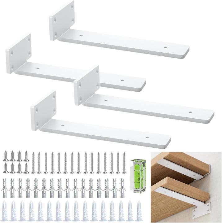 ZLY Soporte Baldas De Alta Resistencia De 20 Cm/8 Pulgadas, 5 Mm De Grosor, Paquete De 2 Blancos Ocultos Flotantes, Soports Para Estantes Industriales RÚsticos With Acabado De Hierro Moderno