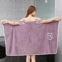 Toalla De Baño Coral Suave Y Absorbente Traje De Baño De Paja Espesado Toalla De Cuello Alto Camisola Para Mujer - details 14