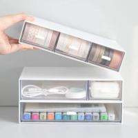 Caja de almacenamiento de plástico de 3 Cajas, cajas de escritorio, almacenamiento de maquillaje, Organizador de escritorio y accesorios (Blanco) - details 2