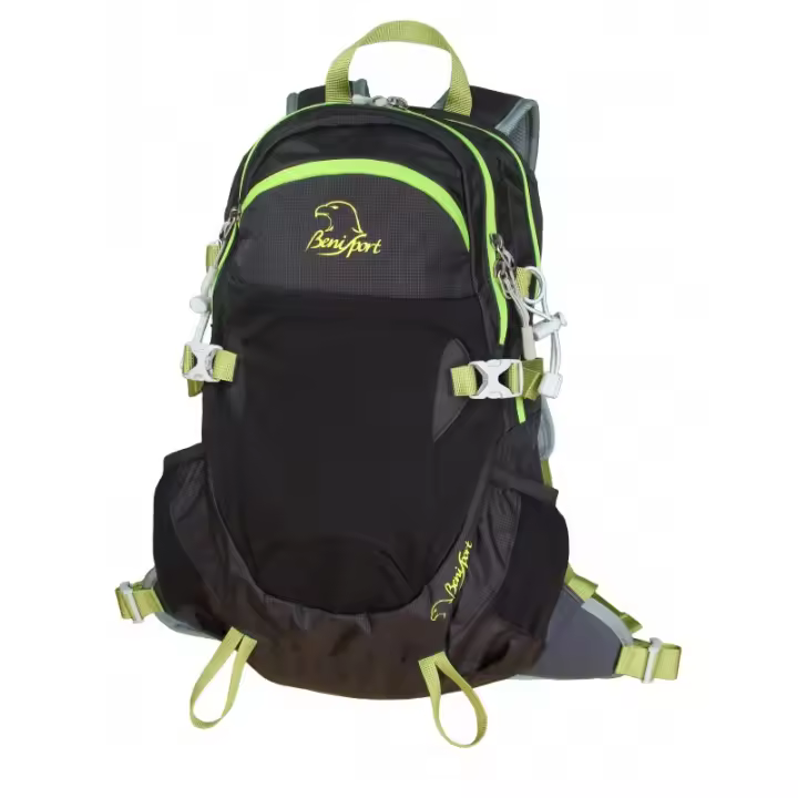 MOCHILA BENISPORT NEGRA BORDES EN VERDE MOD.564 - 1