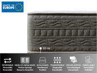 Colchón viscoelástico LuxiaBed MemoryVex adaptable y higiénico - Firmeza media - Modelo Quality Altura 32 cm con muelles - Color gris - Ideal para un descanso óptimo en todas las estaciones del año - details 2