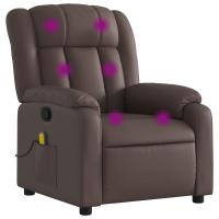 vidaXL Sillón reclinable de masaje cuero sintético Negro, Crema, Marrón Sillon Dormitorio Sillon Comodos Silla Relax Sillón Sofá - details 1