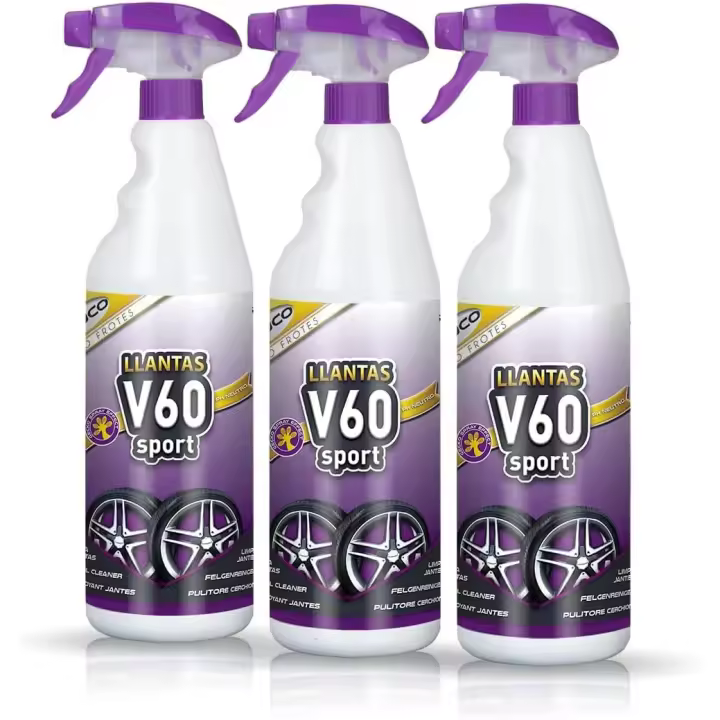 Sisbrill V60 Sport Limpia Llantas - Neutro y Seguro - Efecto Gecko Spray - 1 Litro (Pack 3) - 1