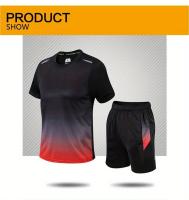 Conjunto De Entrenamiento De Baloncesto Para Hombres Verano Camiseta De Manga Corta Gradiente Y Shorts Secado Rápido 2 Piezas - details 0