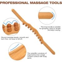 Herramienta de masaje Gua Sha de madera, 20 cuentas Barra de masaje raspadora de madera Relajación muscular para espalda, abdomen y hombros - details 1