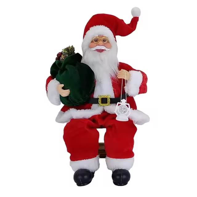 Decoración De Navidad Personaje Muñeco De Santa Claus Sentado De 14 Pulgadas Adorno Para Árbol De Navidad Juguete Regalo - 1