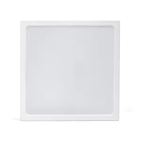 Downlight LED de superficie 24W Código de barras: 8433325291112 temperatura del color:6500K Caudal luminoso,:2700lm Protección IK:IK03 Dimension:L289*W289*H38. Montaje es de superficie,de metal blanco. Luz directa hacia bajo. - 1