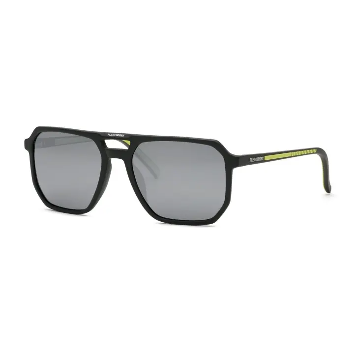GAFAS DE SOL HOMBRE PHILIPP PLEIN SPORT GAIN SSP032 C02X 58-19  Montura Acetato Gris Mate  Varillas con Detalle Amarillo   Doble Puente   Forma Cuadrada   Lente Espejo Gris  - 1