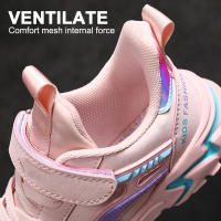 Zapatillas De Niñas Casuales En Color Rosa Cómodas Y Transpirables Zapatos Deportivos Planos Para Niñas Con Suela De EVA Tela De Malla Y Cuero - details 1