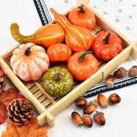 50Pcs Decoraciones De Halloween Con Calabazas Artificiales Hojas De Arce Conos De Pino Y Almendras Para El Hogar Adornos De Agradecimiento Mini Calabaza Falsa - details 3
