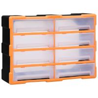 vidaXL Organizador Multicajones con 8 Cajones Grandes Taller Herramientas Color Gris,  Naranja y negro, y mas - details 1