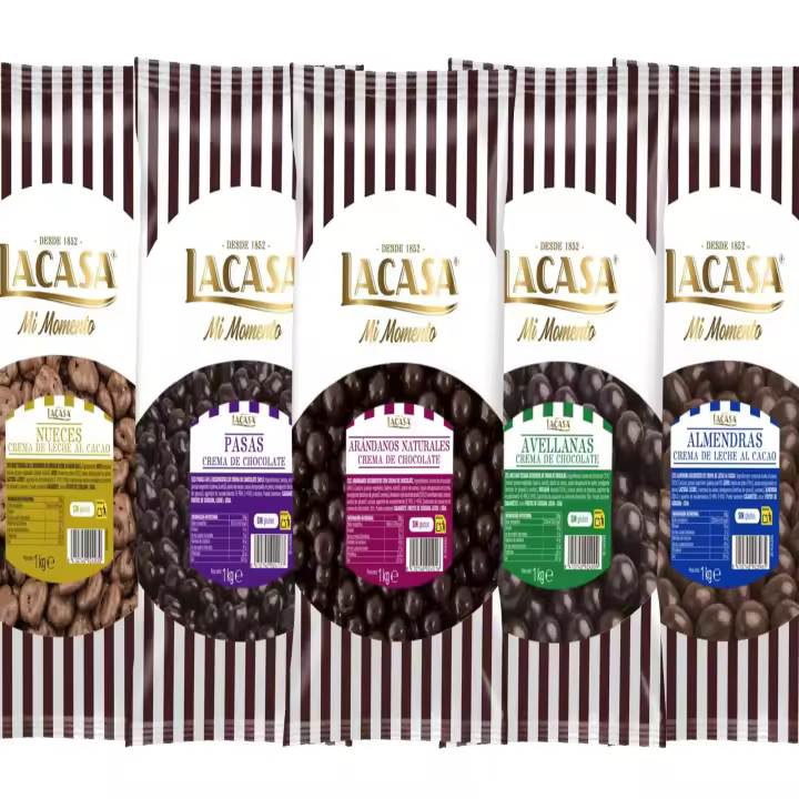 Lacasa pack 5kg deliciosas bolas de frutos secos con chocolate: Pasas de Corinto Negro,Almendra Leche,Avellana Negro,Arándanos Negro,Nuez Leche - 1