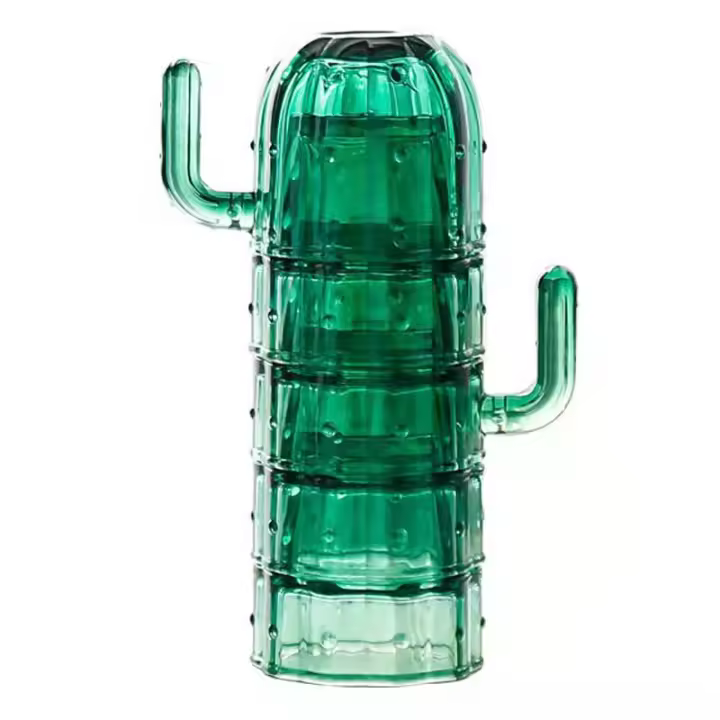 Juego de botellas de Agua de Cactus de 4 piezas Taza de Agua Vaso de Beber Vase de cactus Vase de COTEL Green Copa de champán Vaso de Agua conjunto - 1