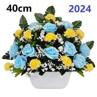 Centro de Flores para Cementerio Gerimport | Ramos de Flores para Todos los Santos | Flores Artificiales de Tela | Ancho 50cm | Alto 40cm | Personalizar Color y Medida - details 10