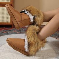 Botas De Invierno Para Mujer 2023 Nuevas Bota Corta De Algodón Con Forro De Poliéster Grueso Y Fleece Antideslizante Botas De Nieve Cálidas Y Planas - details 3