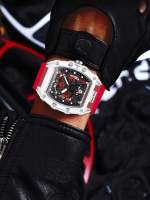 Reloj De Cuarzo Para Hombre Moda Nueva Deportiva Y Elegante Reloj De Pulsera De Lujo Con Correa De Silicona Estilo Tonneau - details 2
