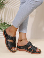 Sandalias De Tobillera Para Mujer 2023 Con Suela Antideslizante Y Plantilla Ortopédica Cremallera Superior De Cuero Genuino Estilo Retro Casual - details 4