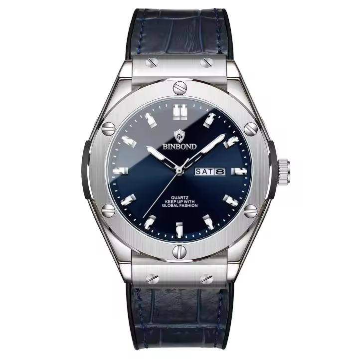 Reloj De Negocios Para Hombre BINBOND 30M Impermeable Con Manos Luminosas Fecha Y Calendario Función Reloj De Cuarzo De Acero Inoxidable - 1