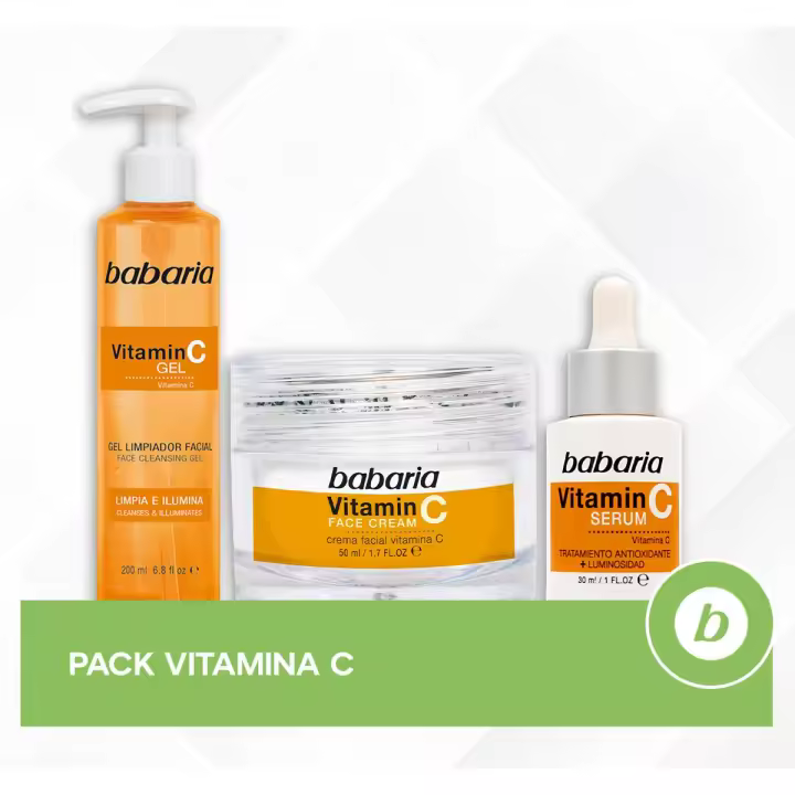 Babaria Pack Vitamina C: Gel Limpiador Facial, Crema Facial y Sérum Vitamina C para Mejorar la Luminosidad de la Piel y Reducir las Manchas - 1
