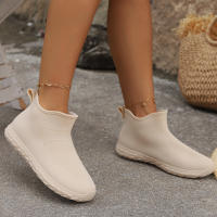 Zapatos De Agua Para Mujer En Color Sólido PVC Cuatro Estaciones Botas De Lluvia Casuales Planas Bajo Cabeza Redonda Para Exterior - details 9