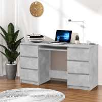 vidaXL Escritorio madera contrachapada roble marrón 140x50x77 cm en color Marrón roble/Gris sonoma/Blanco y más | estructura resistente ideal para salón dormitorio o estudio - details 8