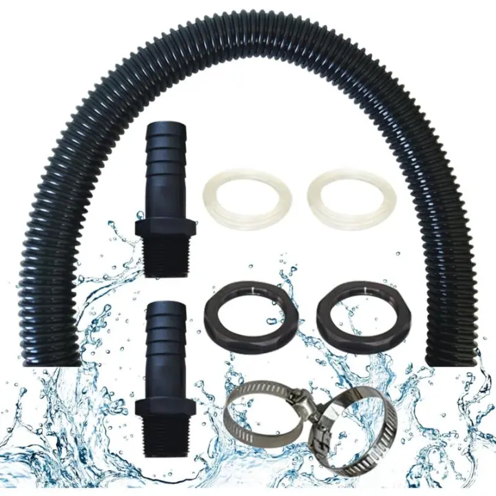 Manguera de conexión de barril de lluvia que incluye 2 tomas de manguera con contratuerca - Kit de conexión de barril de lluvia (100 cm) - 1