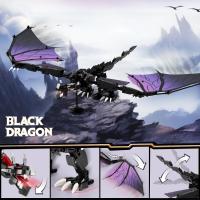 Bloques De Construcción Dragón Negro Sombrío 589PCS Modelo Pterosaur Juguete Para Niños Decoración De Escritorio Regalos De Vacaciones - details 1