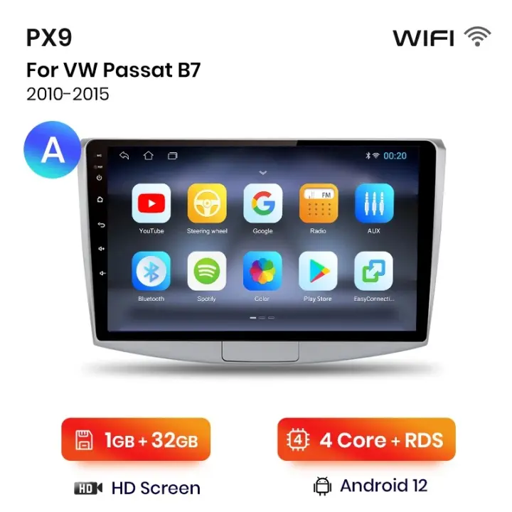 AWESAFE inalámbrico CarPlay Android Auto Radio para VW Volkswagen Passat B6 B7 B8 CC 2010 2011 2012 2013 2014 2015 2016 2017 2018 2019 2020 2021 coche reproductor multimedia GPS 2 din autoradio volante controles RDS Bluetooth - 1
