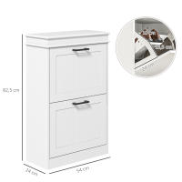 HOMCOM Zapatero Estrecho con 2 Puertas Abatibles, Zapatero Entrada Recibidor, Estantes Ajustables, para 6-10 Pares de Zapatos, para Pasillo, Espacios Reducidos, Blanco - details 2
