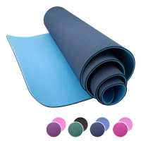 Ociodual Esterilla Yoga antideslizante con Correa de hombro y Bolsa de Transporte, Pilates, Fitness, Yoga mat, TPE Ecológico + Algodón, Colchoneta gimnasia, Azul Claro/Oscuro, 183cm X61cm X6mm - details 6