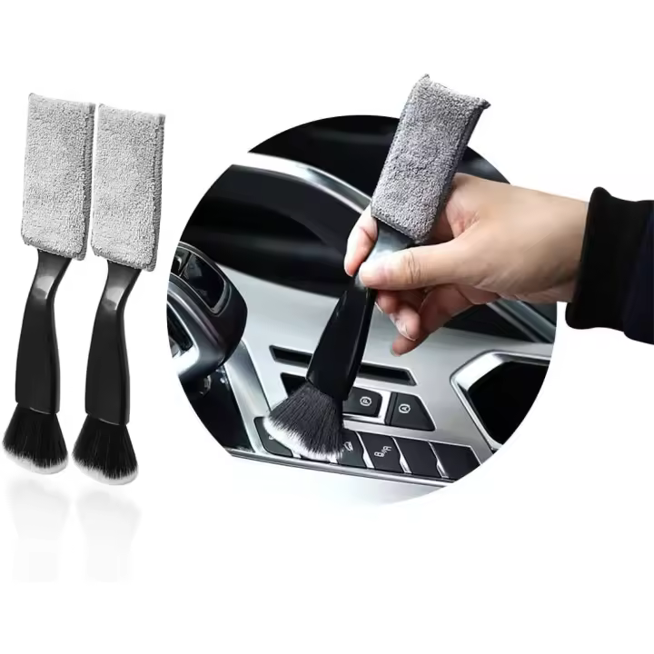 Cepillo de doble cabezal para limpieza de automóviles, cepillos suaves para detalles de plumero interior de automóvil, pantalla universal para tablero de instrumentos de vehículos, rejillas de ventilación, limpieza de computadoras, etc. - 1