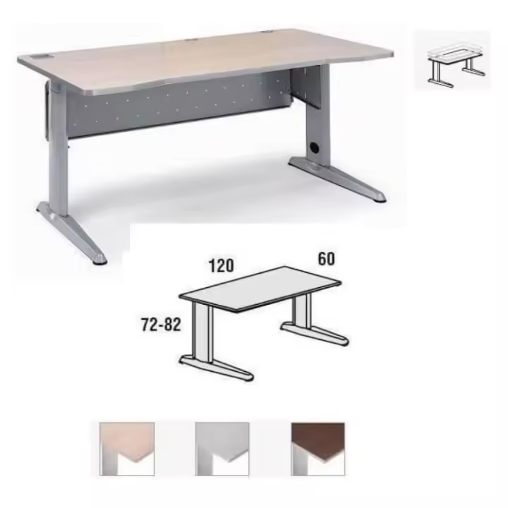 MESA METAL ROCADA 120 X 60 CM. ESTRUCTURA DE ALUMINIO REGULABLE TABLERO COLOR GRIS - 1