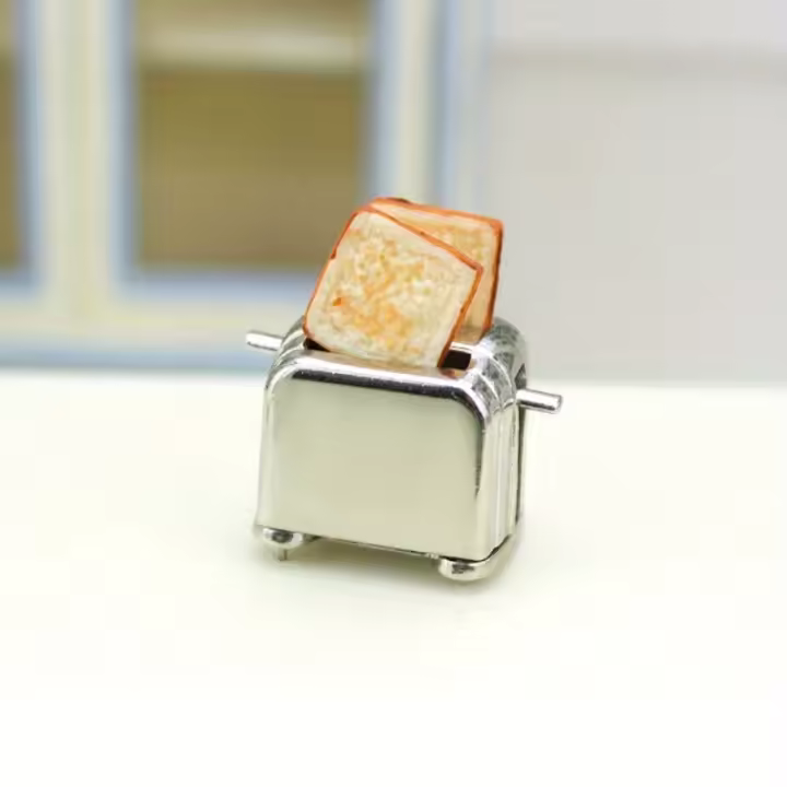 Mini Toaster De Escala 1:12 Para Escena De Cocina Modelo Metálico Creativo Accesorios Para Casa De Muñecas Simulación De Toaster Para Desayuno - 1