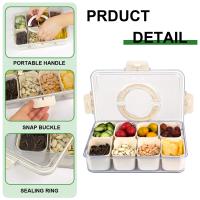 Caja De Aperitivos Portátil Con 8 Compartimentos Y Tapa Contenedor De Alimentos Para Bocadillos Frutas Nueces Y Dulces Material PET+PE Estilo Clásico - details 1