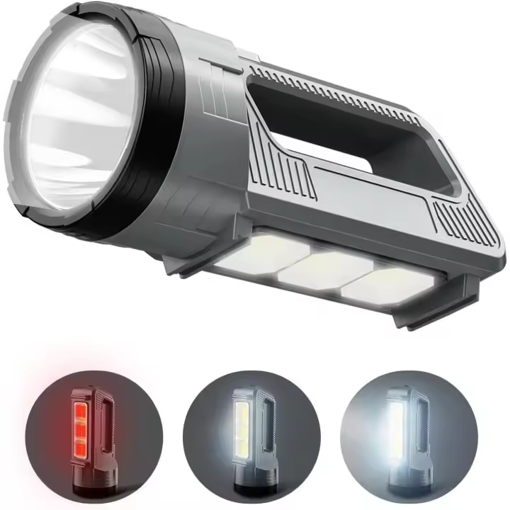 El interior del multifuncional recargable de Alta luminosidad, Foco LED superbrillante portátil de 6000 lúmenes, potente reflector con Luz lateral para Exterior y Hogar [Clase Energética A] - 1