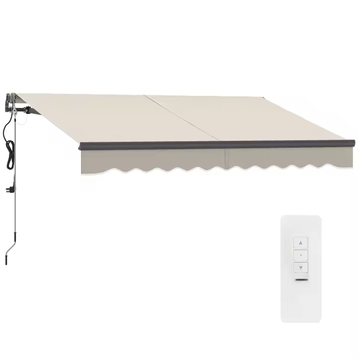 Outsunny Toldo Eléctrico Retráctil y Manual con Mando a Distancia 3x2,5 m Toldo de Exterior Terraza Enrollable con Manivela Marco de Aluminio y Protección UV30+ para Jardín Puerta Ventana - 1