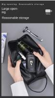 Bolsa De Viaje Para Hombres En Cuero Grande Con Múltiples Bolsillos Y Diseño Portátil Bolsa De Cosméticos De Negocios Con Cierre De Cremallera - details 3