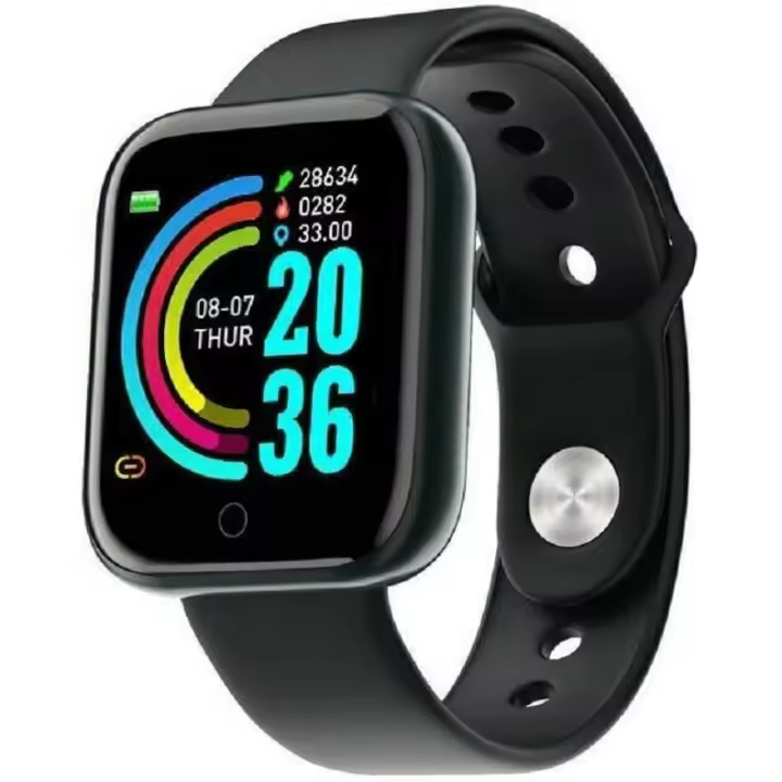 Reloj inteligente Y68 impermeable con rastreador de frecuencia cardíaca para iOS y Android (negro) - 1