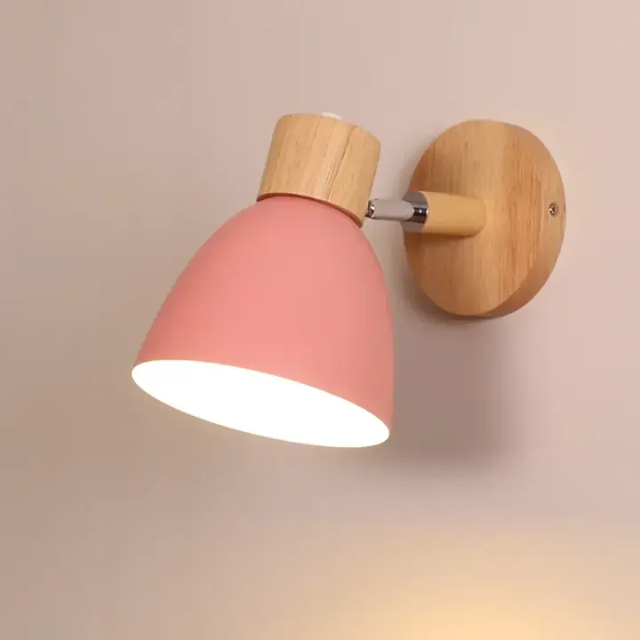 Lámpara De Pared Moderna Nórdica De Madera Recargable En 6 Colores Luz Interior Para Sala De Estar Dormitorio Lámpara De Noche E27 - 1