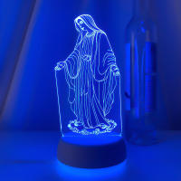 Lámpara De Noche 3D Ilusión De Jesús Cambio De 7 Colores Control Remoto LED Decorativa Cristiana Luz De Oración De Mesa - details 14