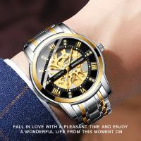 Reloj Mécanico Automático BINBOND 30M Impermeable Cuarzo Hueco Esqueleto Torbillón Acero Inoxidable Regalo Para Negocios - details 2