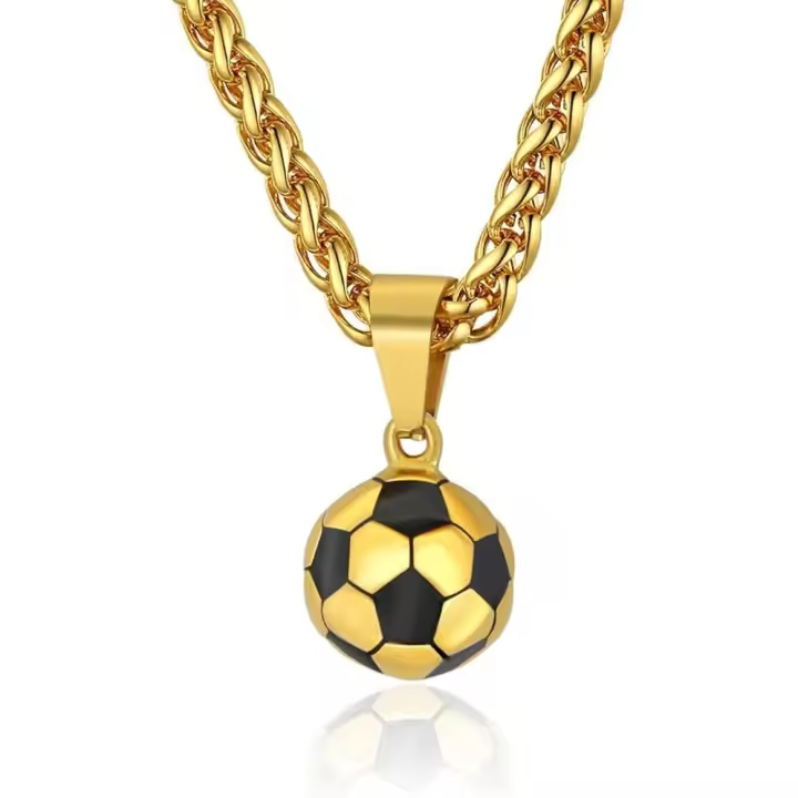 Collar de fútbol de acero inoxidable, colgante de fútbol 3D, creatividad hip-hop, regalos de joyería adecuados para hombres y mujeres, amantes del fútbol. - 1