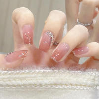 Uñas artificiales de cristal brillante desnudo de cobertura completa, accesorios de manicura DIY, prensa cuadrada - details 4