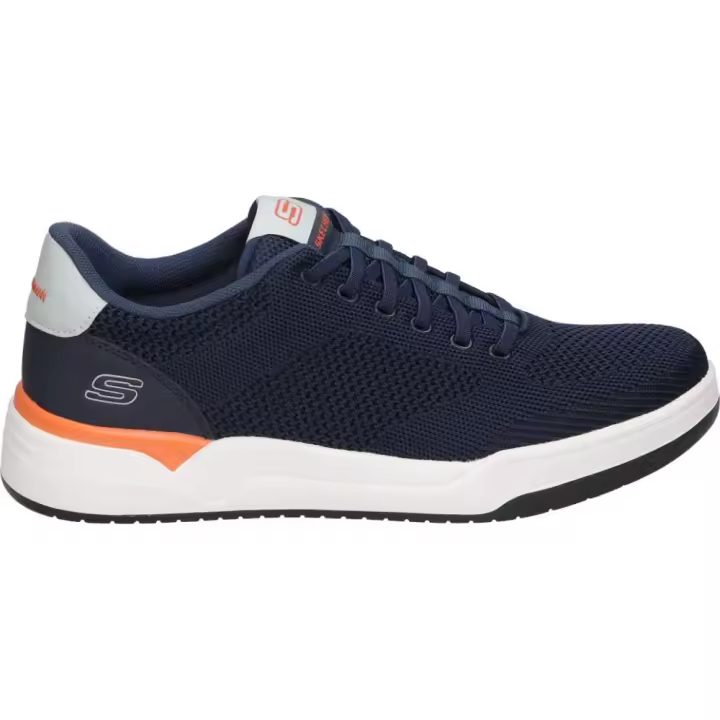 SKECHERS | Zapatillas Skechers Relaxed Fit: Corliss Dorset para Hombre – Deportivas en Azul Marino, Blanco y Naranja – Sneakers con Cordones – Air Cooled Memory Foam – Relaxed Fit – Apto para Lavadora – Vegan – Modelo 210793-NVY - 1