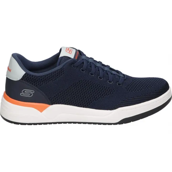 SKECHERS | Zapatillas Skechers Relaxed Fit: Corliss Dorset para Hombre – Deportivas en Azul Marino, Blanco y Naranja – Sneakers con Cordones – Air Cooled Memory Foam – Relaxed Fit – Apto para Lavadora – Vegan – Modelo 210793-NVY - 1