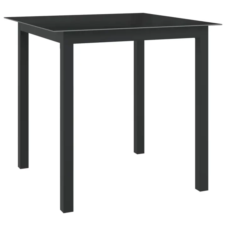 Mesa de Jardín de Aluminio y Vidrio Negro 80x80x74 cm - 1