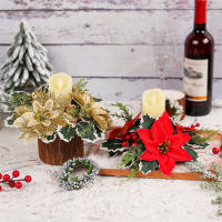Anillo De Vela Artificial De Navidad Con Flores Decoración Para Casa Boda Y Fiesta Accesorio De Vela De Aro Para Decoración Navideña - details 4