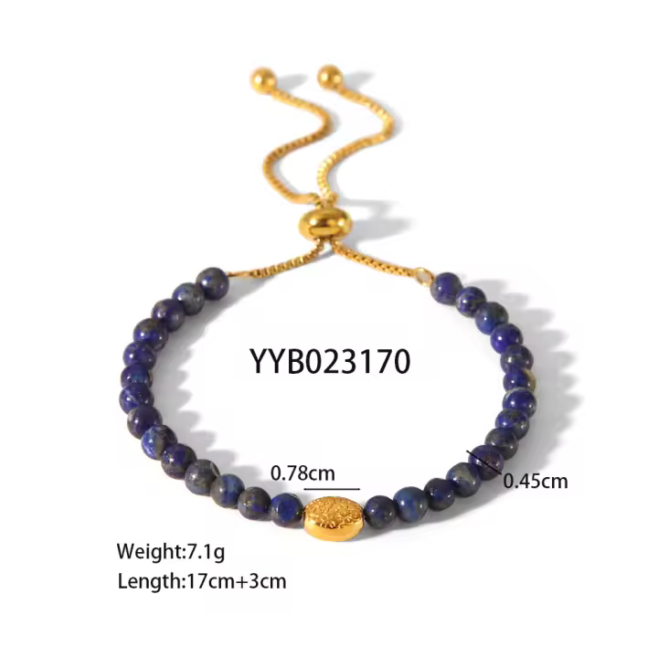Encanto Pulsera de piedra Natural Multicolor para mujer, brazalete de cuentas hecho a mano chapado en oro de acero inoxidable, regalo de joyería de tendencia femenina,joyería de mano de alta gama que combina con todo, pulsera de acero inoxidable, joyería - 1